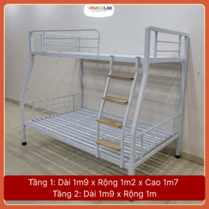 Giường tầng sắt khung sắt hộp vuông rộng 1m2