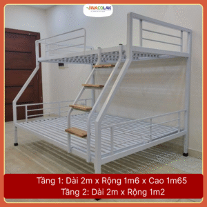 Giường tầng sắt hộp vuông rộng 1m6/1m2