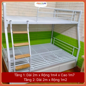 Giường tầng khung hộp vuông có ngăn kéo kích thước rộng 1m4