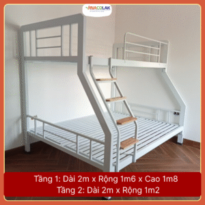 Giường tầng sắt hộp to 40×80 kích thước rộng 1m6/1m2