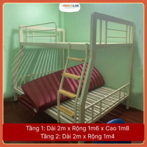 Giường tầng sắt hộp to kích thước rộng 1m6/1m4