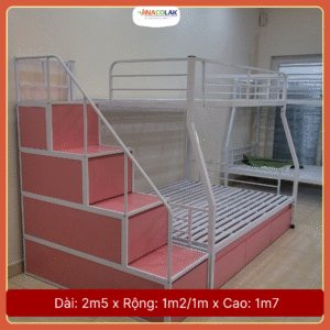 Giường tầng cho bé thang hộp có ngăn kéo rộng 1m2