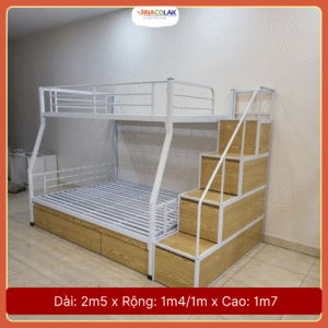 Giường tầng sắt gia đình bậc thang hộp có ngăn kéo rộng 1m4