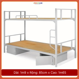 Giường tầng sắt sinh viên có hộp đựng đồ dưới gầm GT04